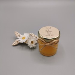 Pot de miel personnalisé thème doré cuillère en bois pour vos