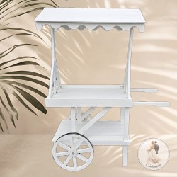 Charrette en bois blanc