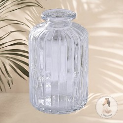 Vase côtelé en verre