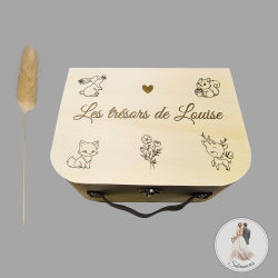 Valise cadeau en bois gravé,...