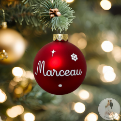 Boule de Noël (6 cm) Rouge avec...