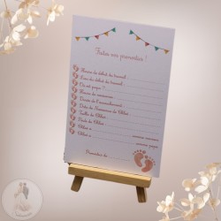 Fiche de Prédictions Baby Shower...