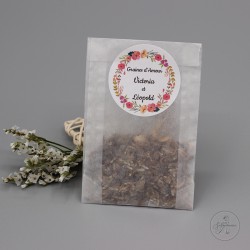 Sachet cristal de graines de jachère fleurie, étiquette blanche