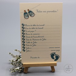 Fiche de prédiction Baby Shower, papier ivoire, taille 9,5 x 14,5