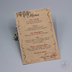 Fiche menu kraft, taille 9,5 x 14,5